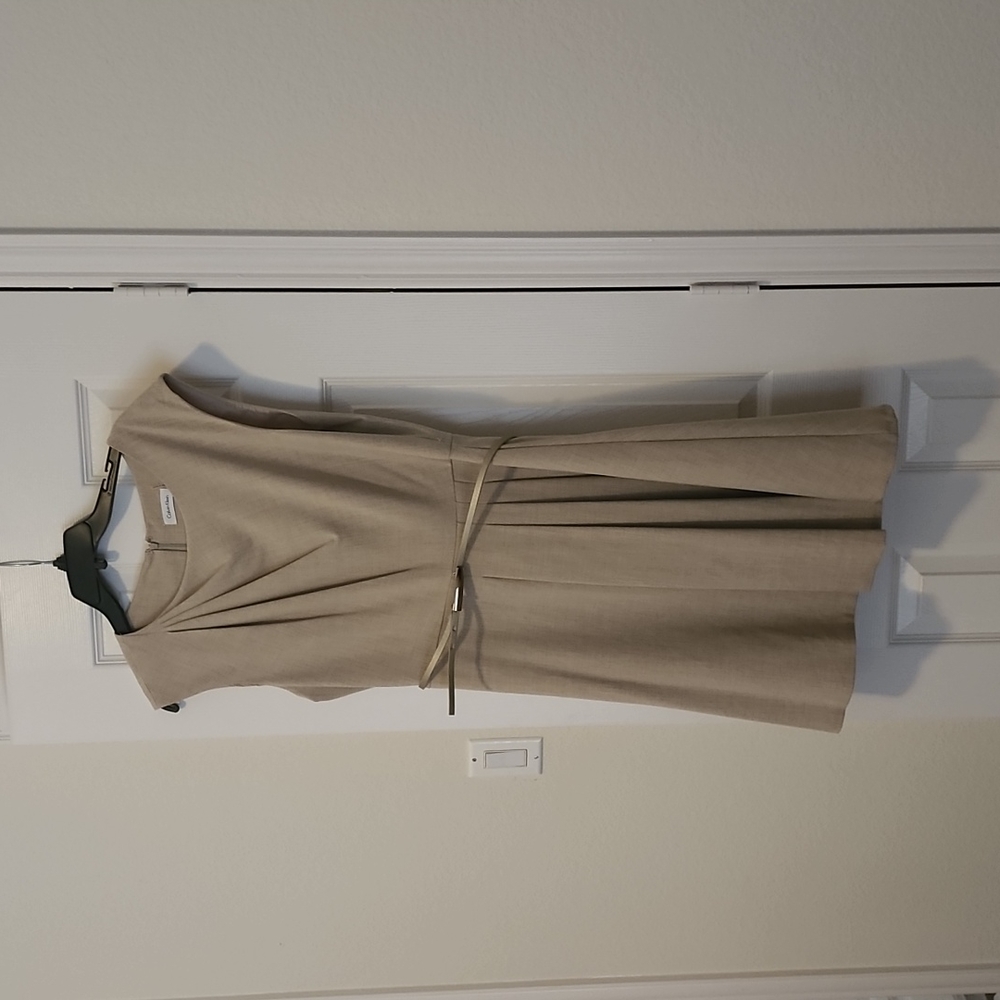 Calvin Klein Beige Pleated Dress